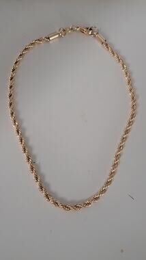 18K Gold Filled Rope Chain Bracelet 10" Lobster Clasp Yellow Gold Tone Unisex
